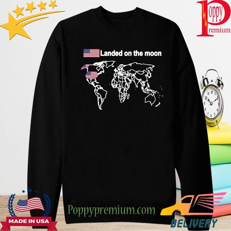 American Flag landed on the moon s long sleeve