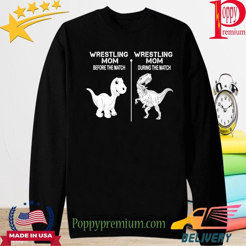 Dinosaurs pestling mom before the match wrestling mom during the match s long sleeve
