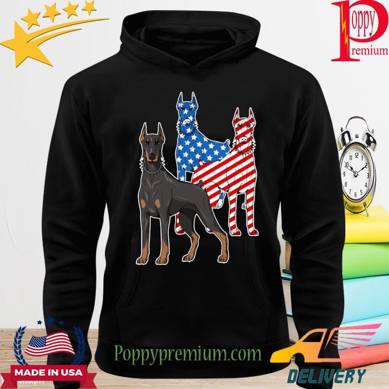 Doberman American flag s hoodie