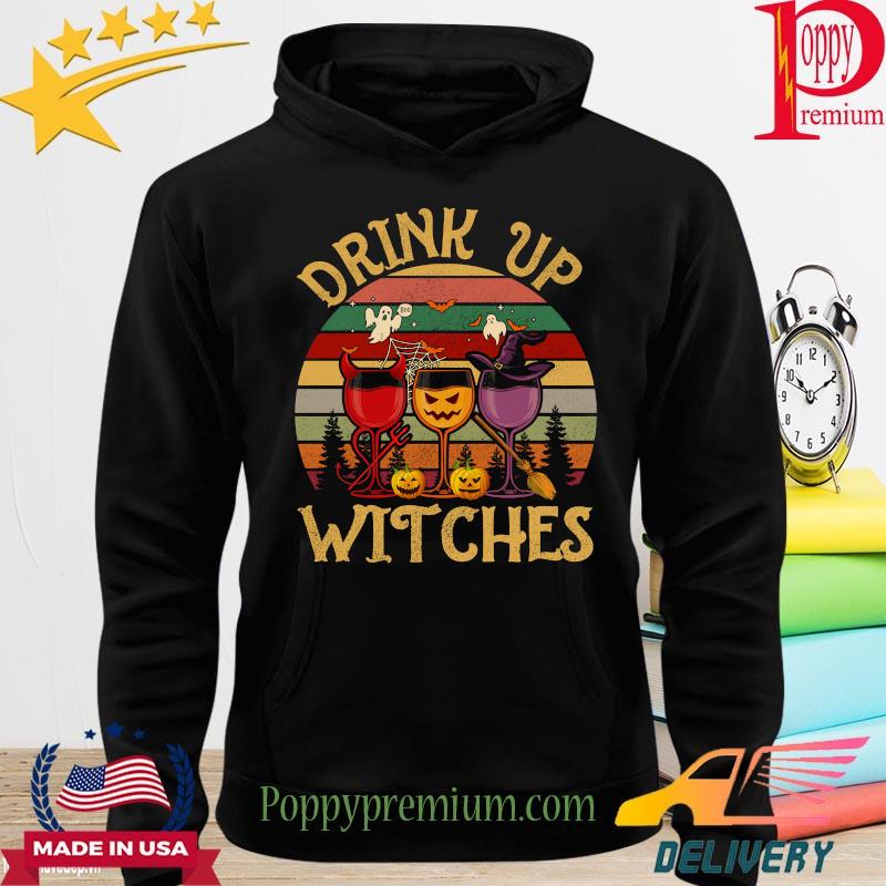Drink up Witch wine pumpkin Halloween vintage s hoodie