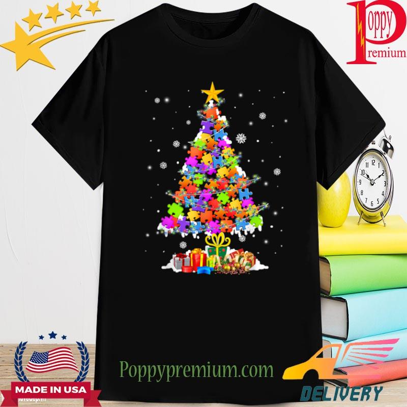 Autism Tree Christmas Pajama Autism Awareness Holiday Gifts Shirt