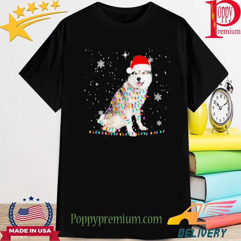 Lovely Siberian Husky Santa Christmas Lights Xmas Shirt
