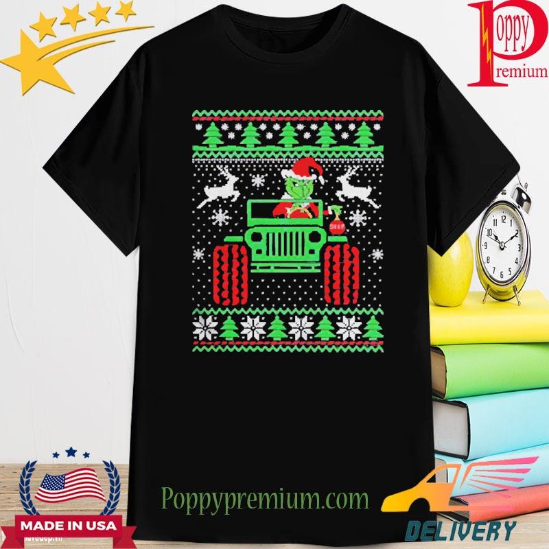 Grinch hand jeep nad cart jeep Ugly Christmas sweater