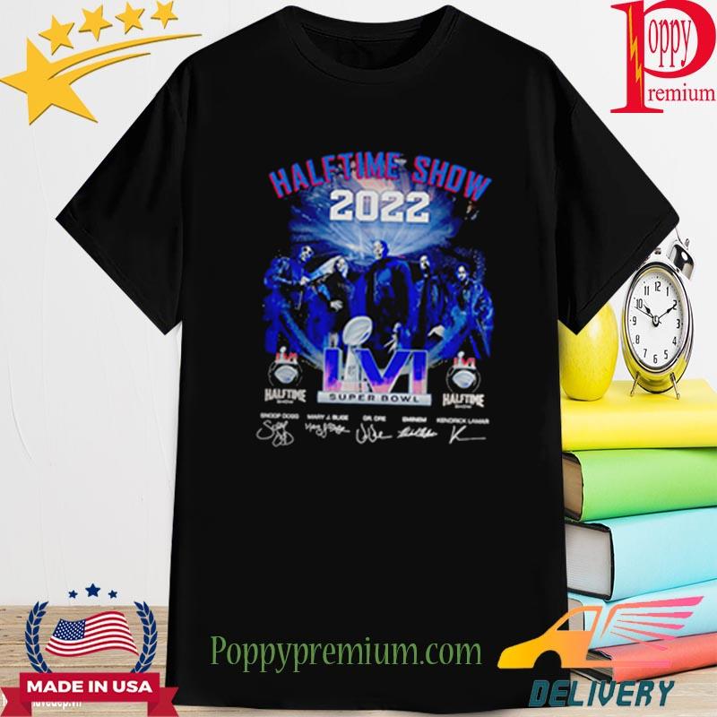 Official Halftime Show 2022 LVI Super Bowl Snoop Dogg Dr DRE signatures shirt