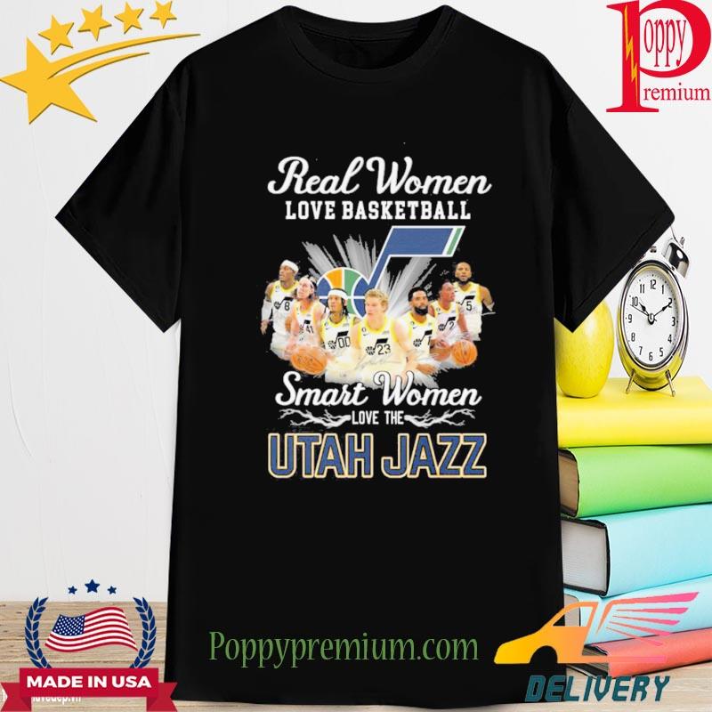 Real Women Love Basketball Smart Women Love The Utah Jazz Signatures shirt,  hoodie, sweater, long sleeve and tank top