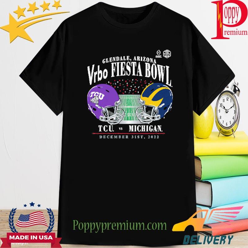 Michigan Wolverines vs. TCU Horned Frogs College Football Playoff 2022 Fiesta Bowl Matchup Old School T-Shirt