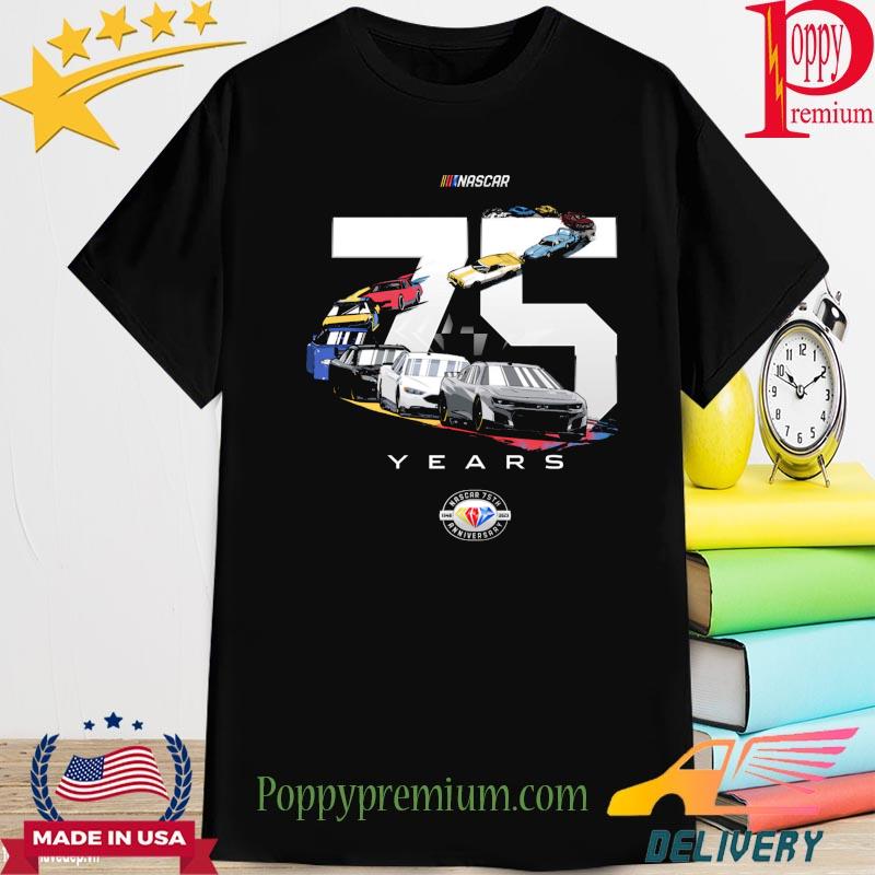 Official nascar checkered flag 75th anniversary 2023 schedule shirt