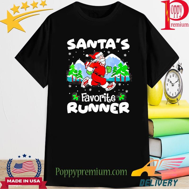 Xmas Santa’s Favorite Runner Funny Running Lover Christmas T-Shirt