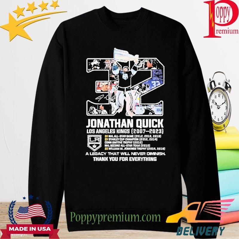 32 jonathan quick los angeles kings 2023 thank you for the memories shirt,  hoodie, sweater, long sleeve and tank top