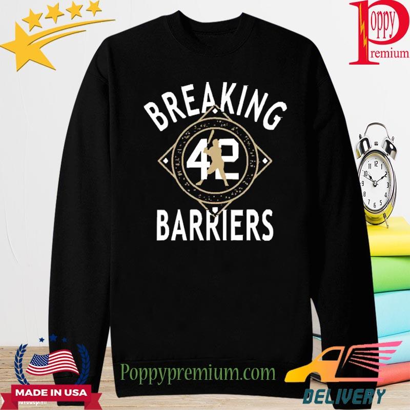 MEN'S BROOKLYN DODGERS BLACK JACKIE ROBINSON 42 BREAKING BARRIERS  PERFORMANCE T-SHIRT, hoodie, sweater, long sleeve and tank top